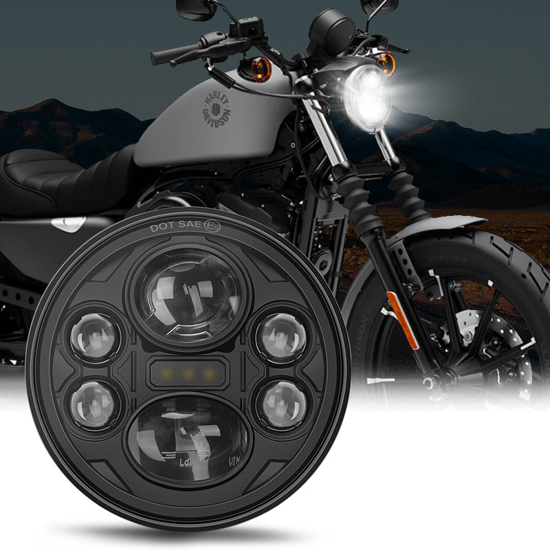 5-3/4 5.75 LED Headlight - with Halo DRL Compatible with Harley