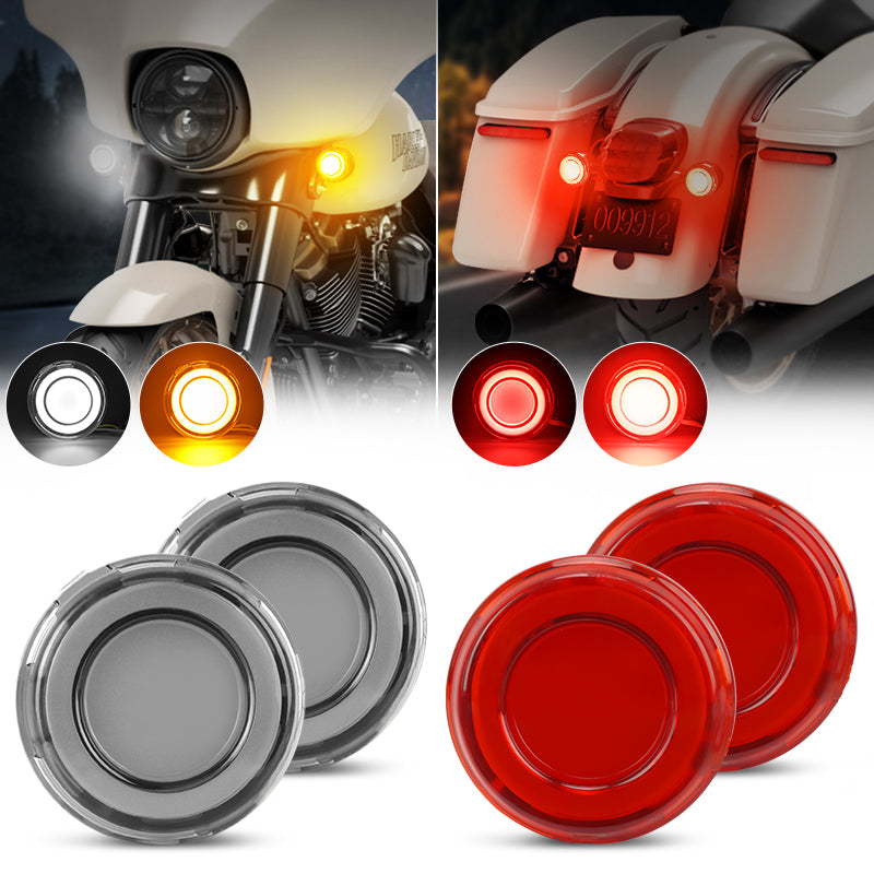 2'' 1157 Dual Contact Front LED Turn Signal with DRL & Rear Red LED Brake  Lights with Red Turn Signals