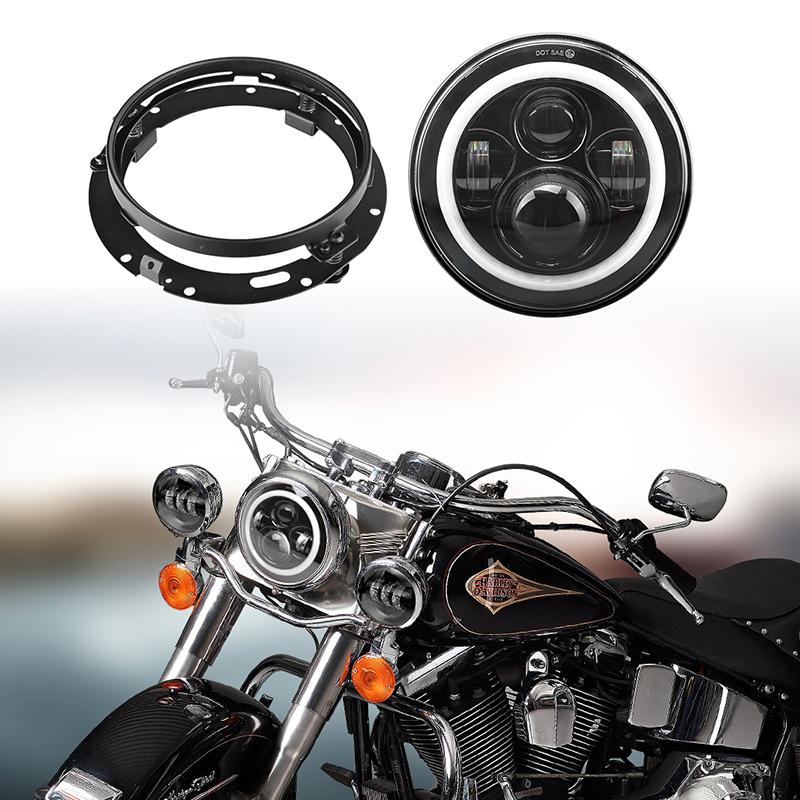 7 inch LED Headlight Projector with DRL and Turn Signal Lights & Bracket  Ring