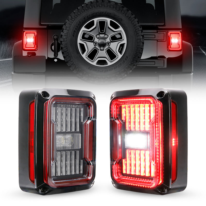 LED Tail Lights Jeep JK for 2007-2018 with Clear Lens