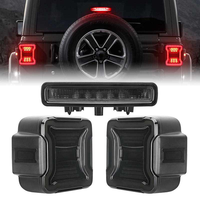 Jeep Wrangler JL LED Taillights and 3rd Brake Light Combo