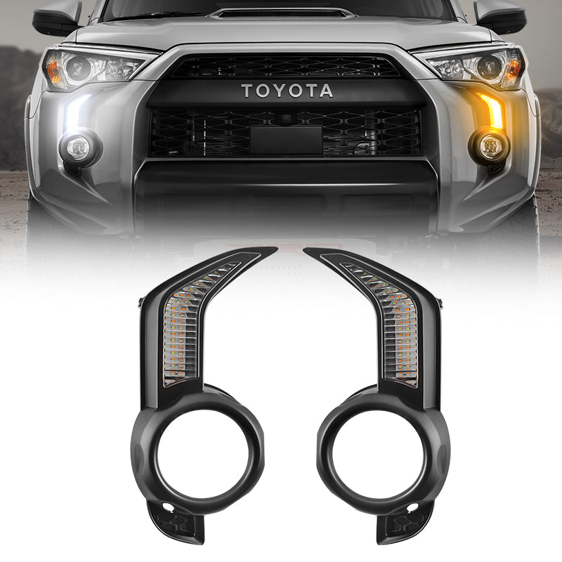 Kit de bisel de luz antiniebla secuencial LED con señales de giro para Toyota 4Runner 2014-2024