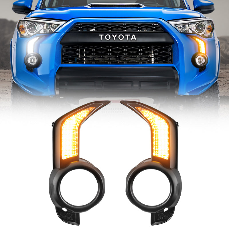 LED Sequential Fog Light Bezel Kit with Turn Signals for 2014-2024 Toyota 4Runner