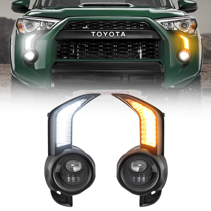 LED Sequential Fog Light Bezel Kit with Fog Lamp for 2014-2024 Toyota 4Runner