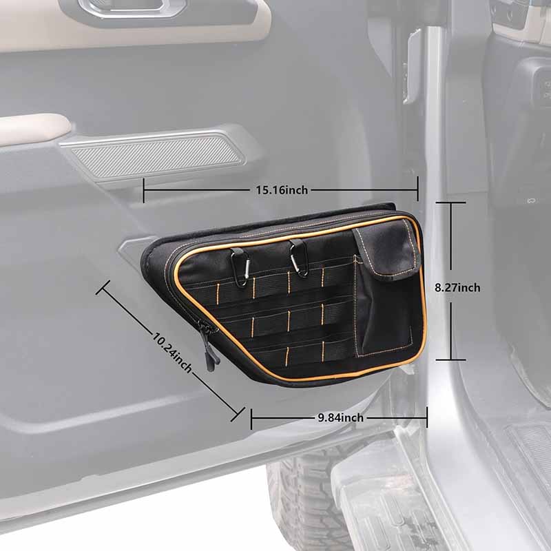 600D Oxford Cloth Front Door Storage Pocket Bags for 2021-2025 Ford Bronco