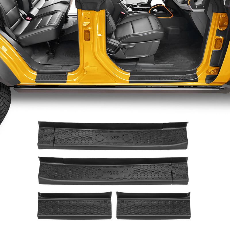 Kit de protectores de umbral de puerta de goma negra para Ford Bronco 2021 y posteriores