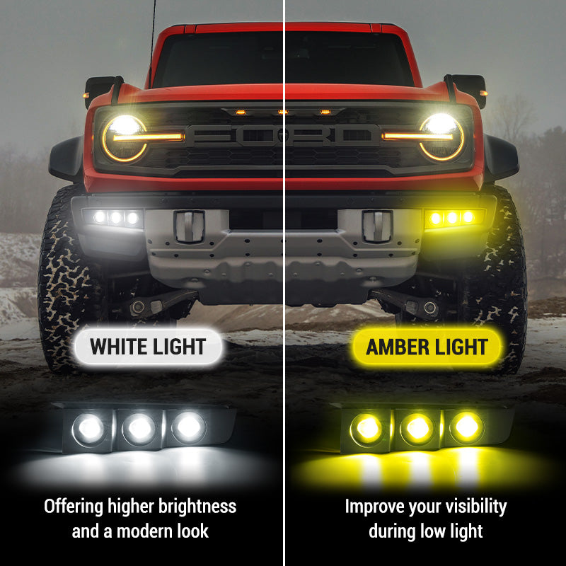 Triple LED Fog Light Kit with for 2021-Later Ford Bronco