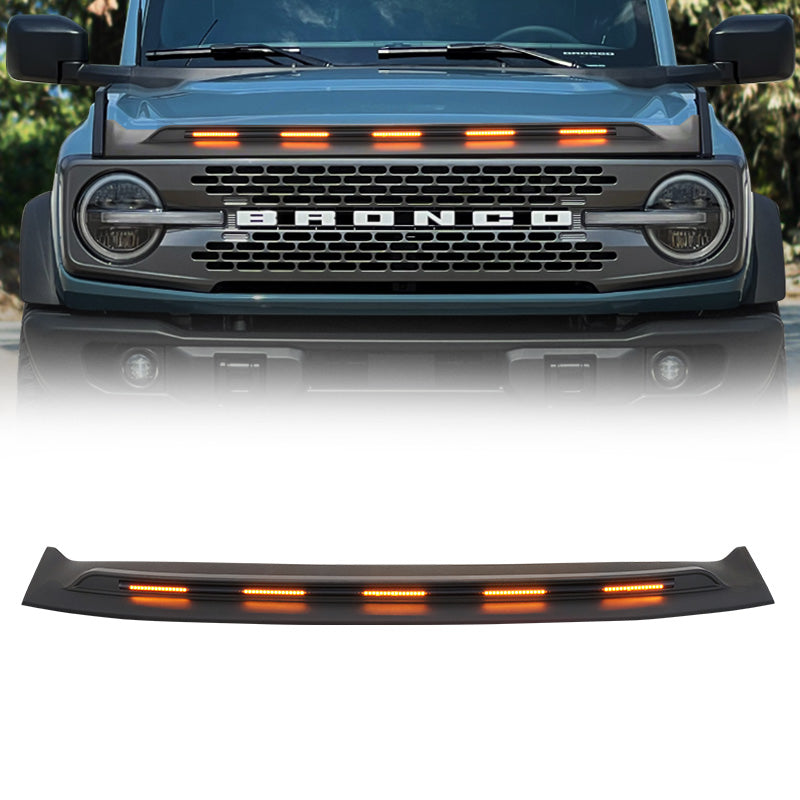 Front Hood Protector with DRL and Turn Signals for 2021-2024 Ford Bronco