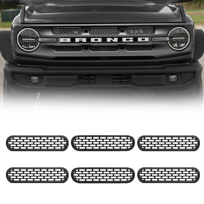 Inserto de rejilla de malla frontal de 6 piezas para Ford Bronco 2021 y posteriores