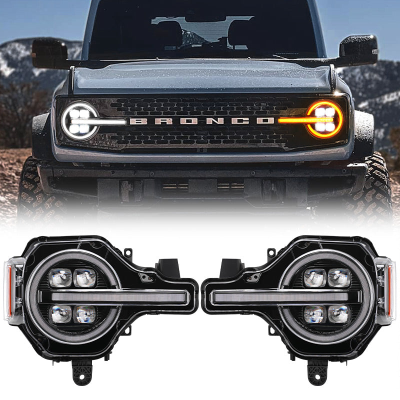 Full LED Projector Headlights for Ford Bronco 2021-2025