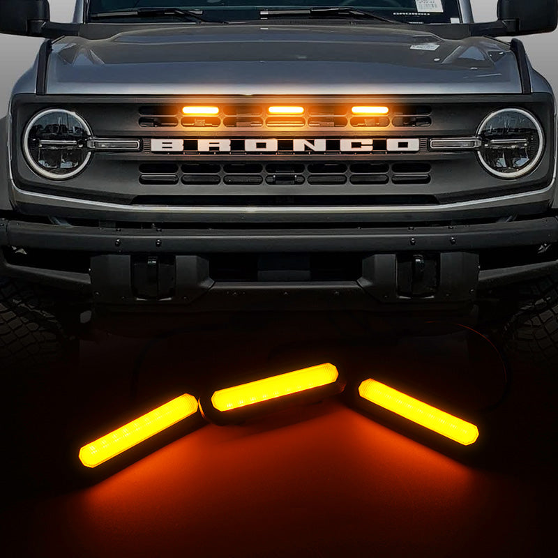 Kit de luces de parrilla LED ámbar para Ford Bronco Base y Black Diamond 2021 y posteriores