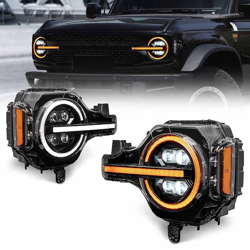 Full LED Projector Headlights for Ford Bronco 2021-2024