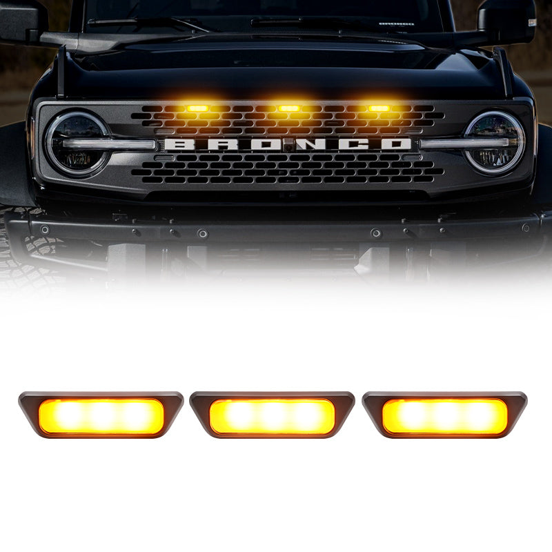 Amber LED Raptor Grille Lights Kit for 2021-Later Ford Bronco