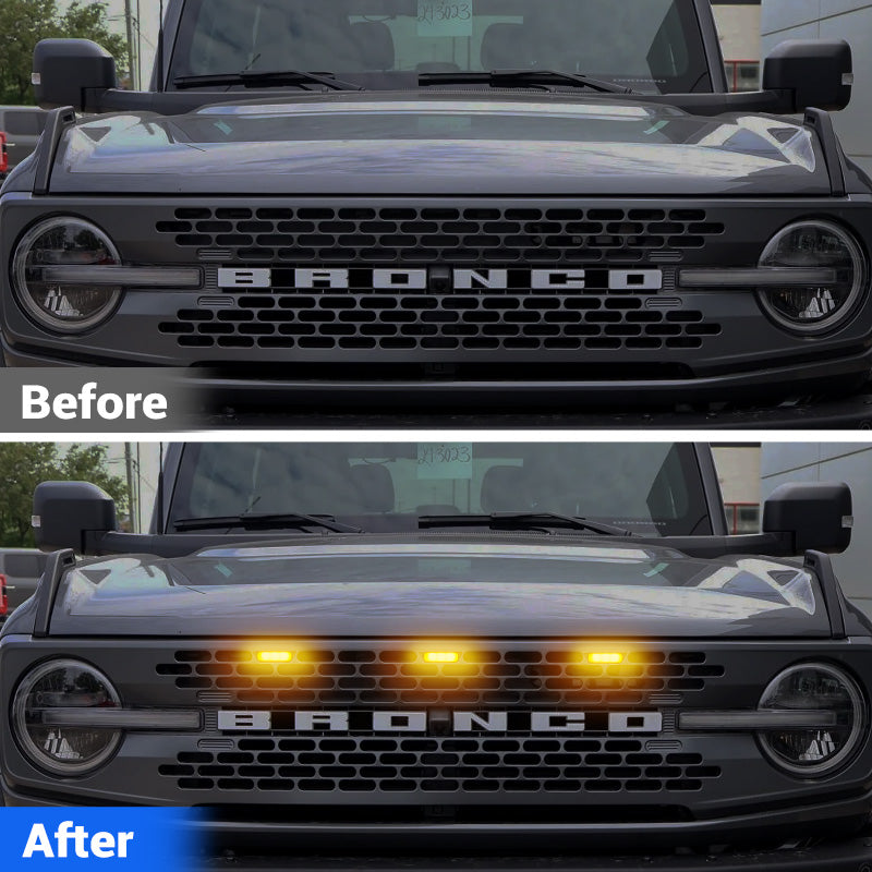 Amber LED Raptor Grille Lights Kit for 2021-2025 Ford Bronco