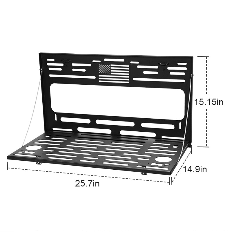 Mesa trasera plegable de acero inoxidable, color negro, para Ford Bronco