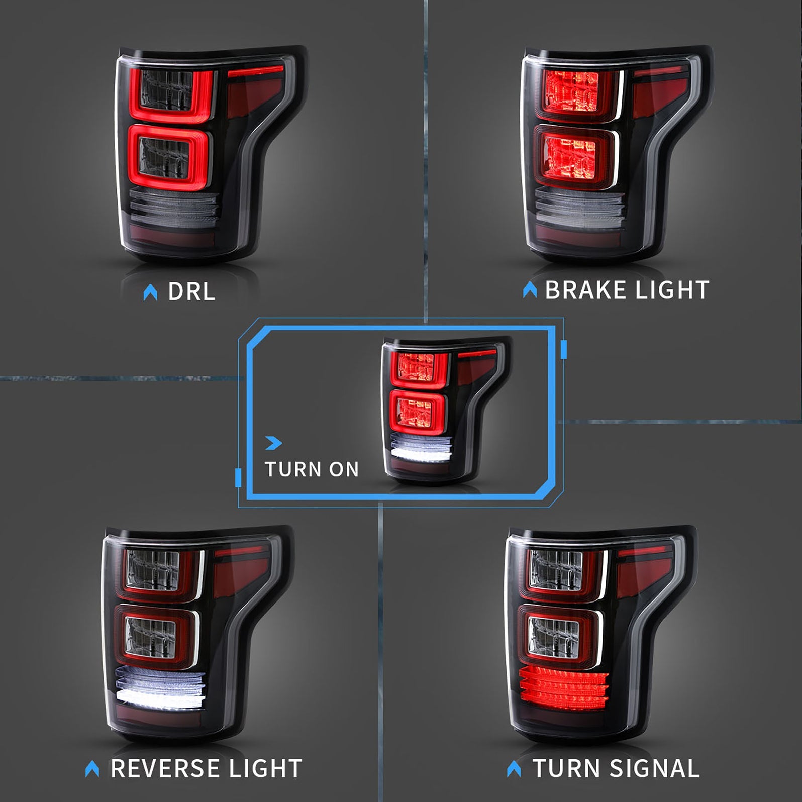 2015-2020 Ford F150 Full LED Tail Lights (Not Fit a XLT/Lariat, Factory with BLISS)