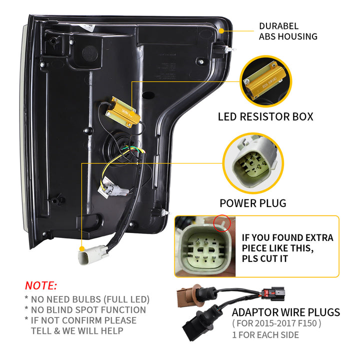 2015-2020 Ford F150 Full LED Tail Lights (Not Fit a XLT/Lariat, Factory with BLISS)