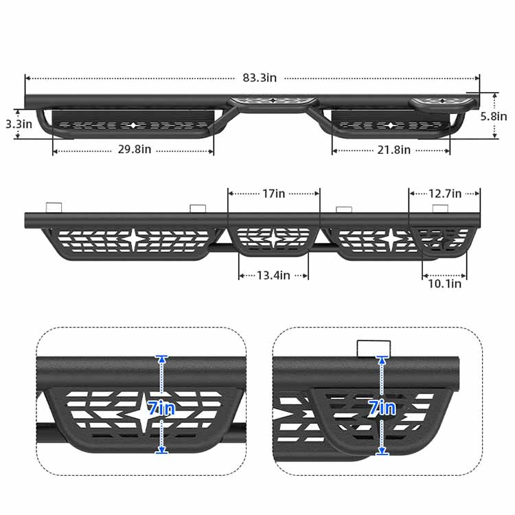 Gladiator running boards size