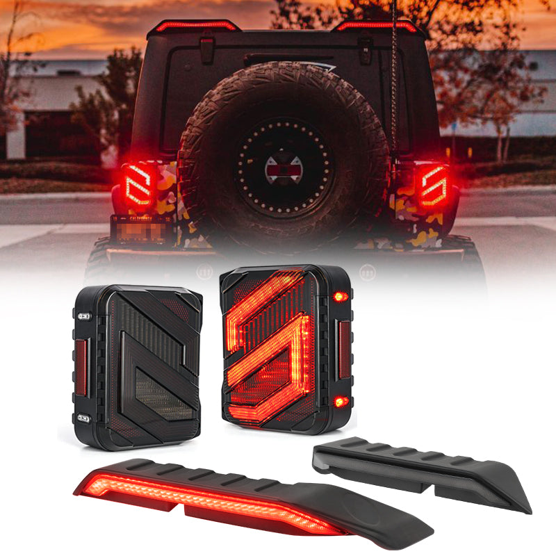 Combo de luces traseras de Jeep ahumadas/transparentes y tercera luz de freno para Jeep Wrangler JK '07-'18