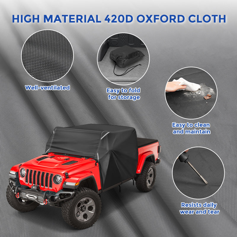 Weatherproof 420D Oxford Cab Cover for Jeep Gladiator JT Accommodate Light Bar