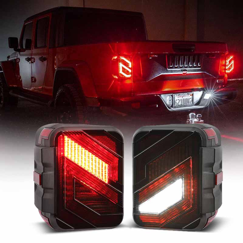 S-shape Full LED Tail Lights Assembly For 2020-Later Jeep Gladiator JT