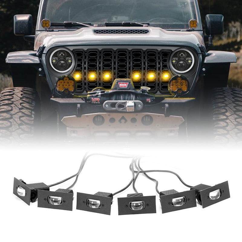 6 Pods Projector LED Insert Grill Lights for 2024 Jeep Wrangler JL