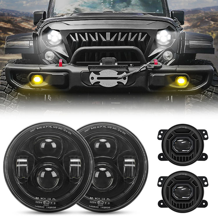 JK LED headlights and fog lights combo