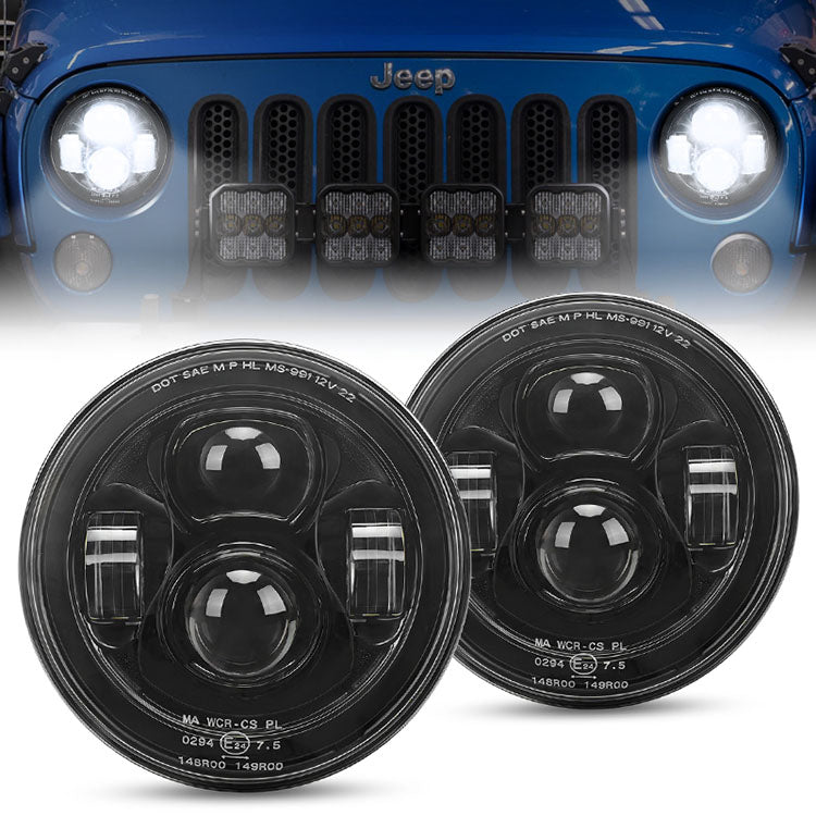 DOT Approved 7 Inch Round LED Headlights for 1997-2018 Jeep Wrangler JK/ TJ / CJ / LJ