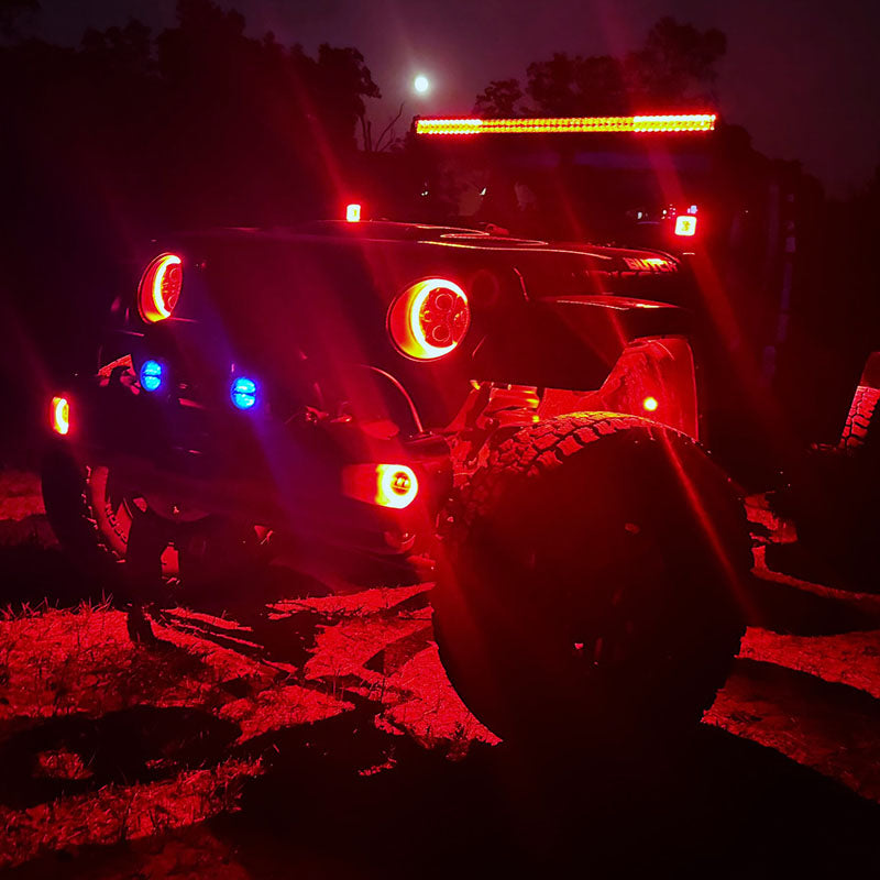 Barra de luces LED RGBW de 52" y 2 módulos RGB y todos los soportes para Jeep Wrangler JL JLU y Gladiator JT