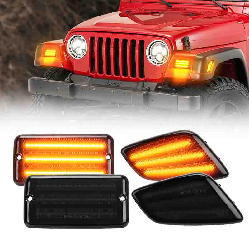 LED RGB Color Changing Halo Headlight with Amber Turn Signal + Fog Light Kit Combo For 2007-2018 Jeep Wrangler JK