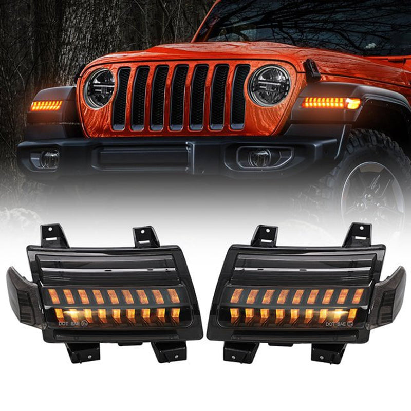 LED Turn Signal Lights with DRL & Side Marker for 2018-2024 Jeep Wrangler JL Sport Jeep Willys Sport