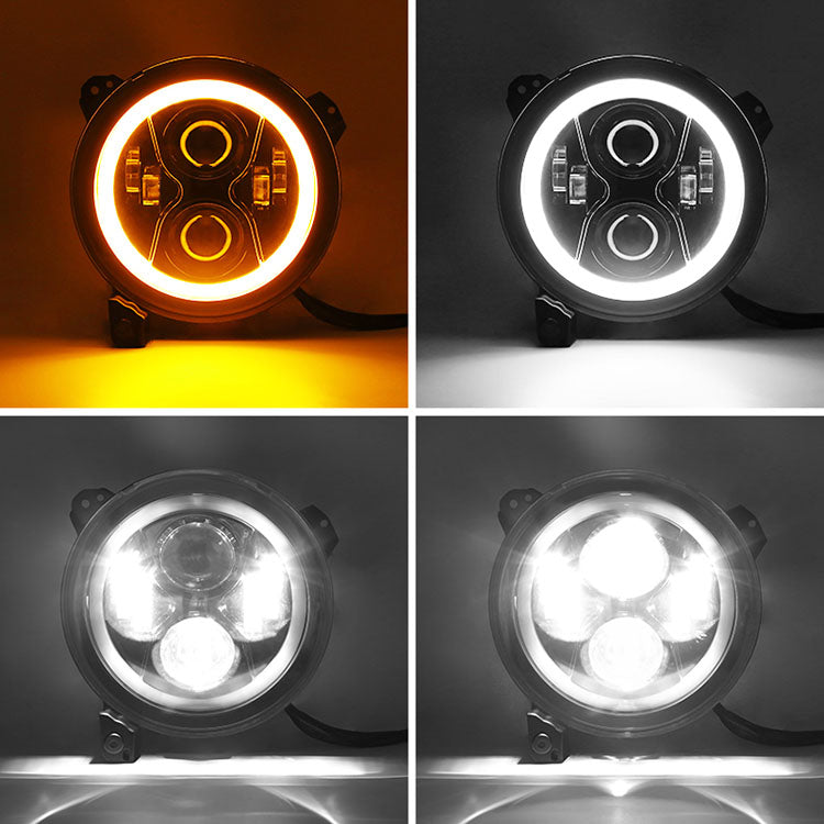 Actualice los faros delanteros y luces antiniebla Jeep Halo de 9 pulgadas con DRL para Jeep Wrangler JL y Gladiator JT 2018 y posteriores