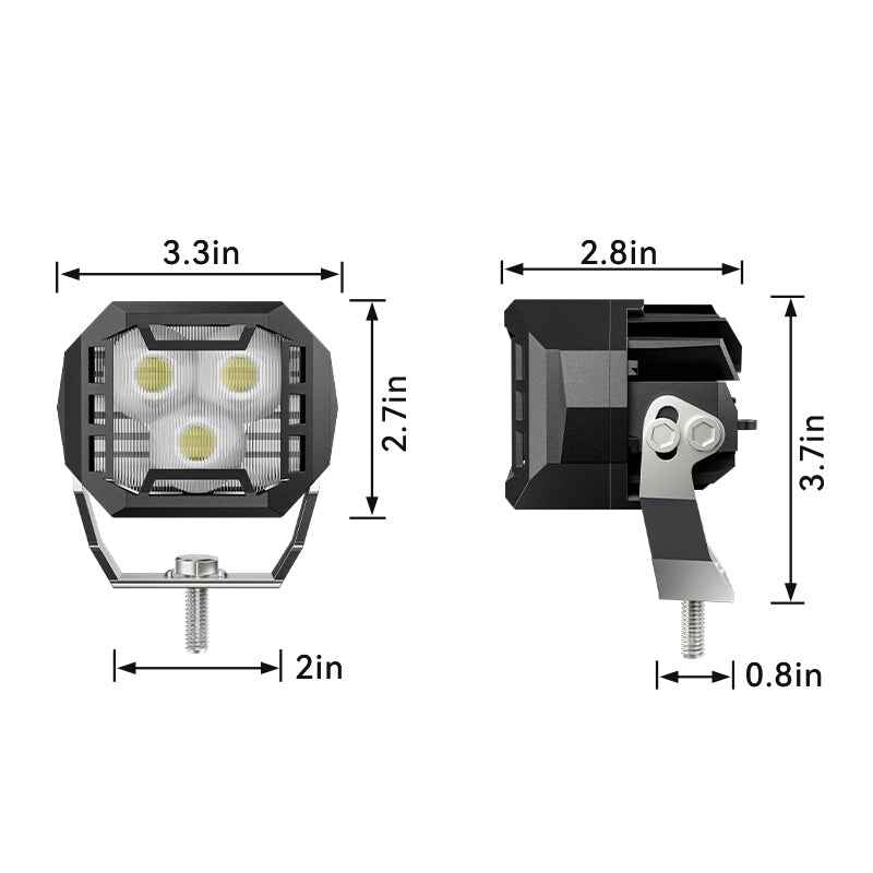 Ford Bronco LED pod lights size