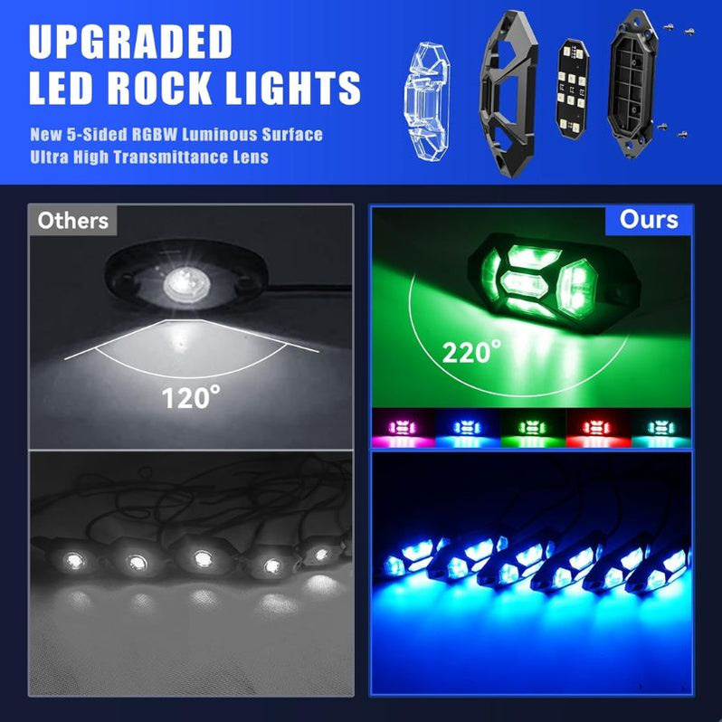 RGB-W LED Rock Lights for Turcks | Wireless Control