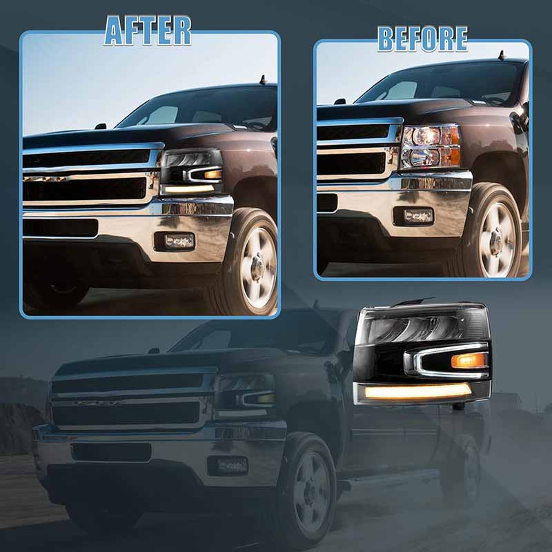 Projector LED Headlights for 2007-2013 1500 2500HD 3500HD Silverado