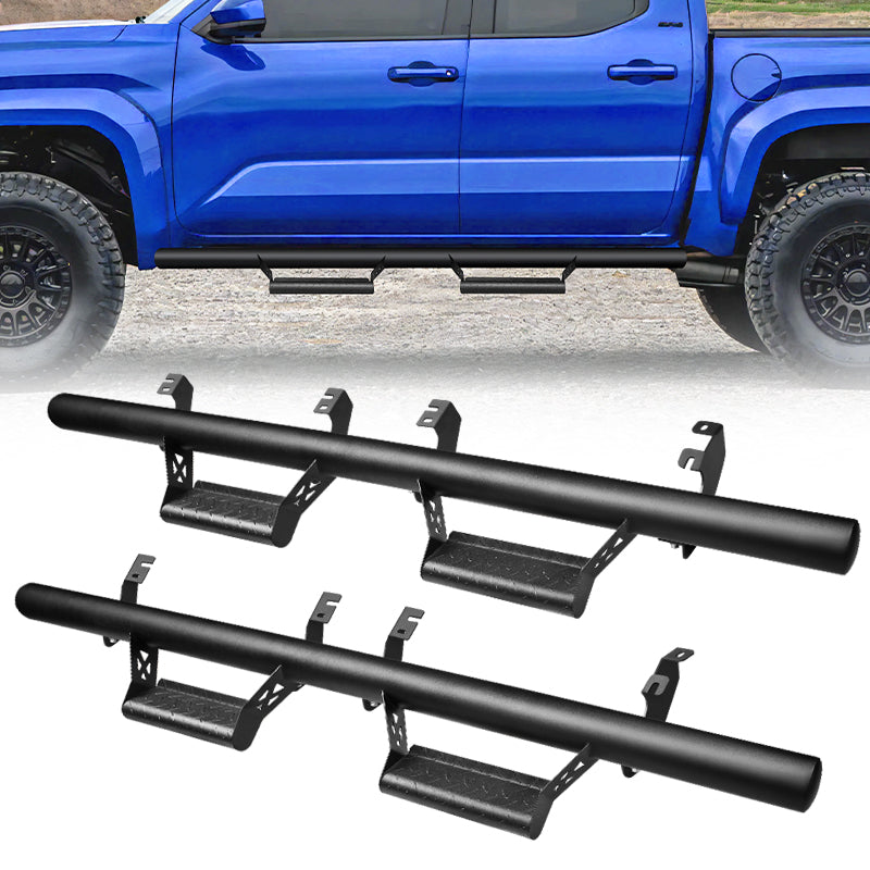 Heavy-Duty Anti-Slip Steel Black Side Step Running Boards for 2024-2025 Toyota Tacoma