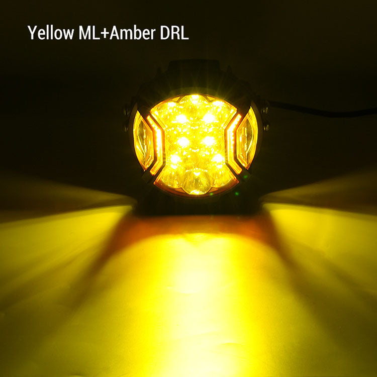 Yellow pod lights with amber DRL