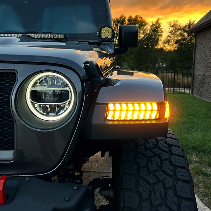 jeep wrangler jl sport turn signal lights with amber color