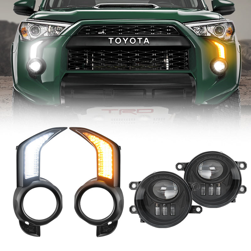 Kit de bisel de luz antiniebla secuencial LED con lámpara antiniebla para Toyota 4Runner 2014-2024