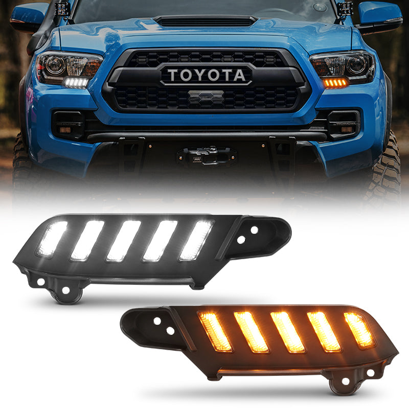 Faros delanteros LED de posición lateral, luces de circulación diurna con señales de giro secuenciales para Toyota Tacoma 2016 y posteriores