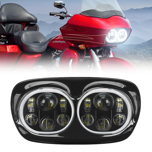 Harley Road Glide Dual LED Headlight With Angel Eyes