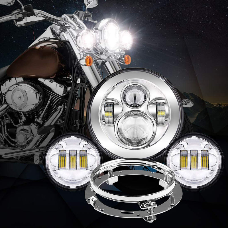 Harley Davidson LED Headlight + Passing Lights + Bracket