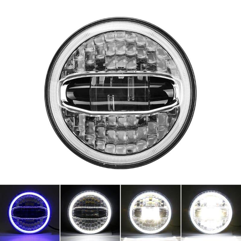 Harley LED Motorcycle Headlight With Blue/White Halo DRL